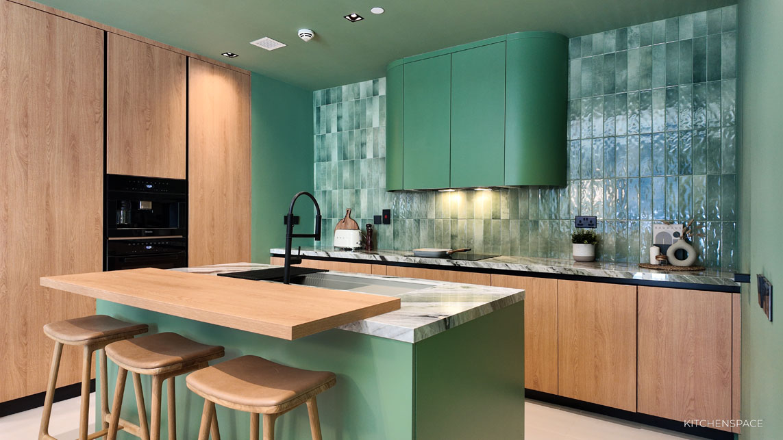 Mid-Century Modern Green Kitchen 